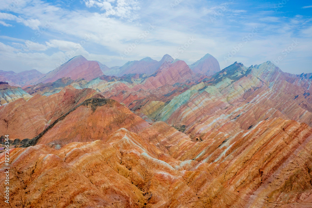 Rainbow mountains, Zhangye Danxia geopark, China Rainbow mountains, Zhangye Danxia geopark, China
