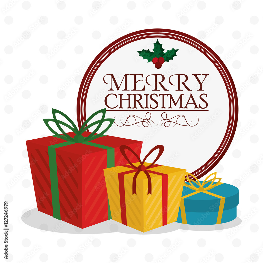Gift icon. Christmas season decoration and celebration theme. Colorful design. Vector illustration
