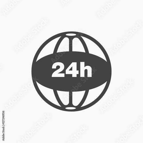 24 hour globe icon vector