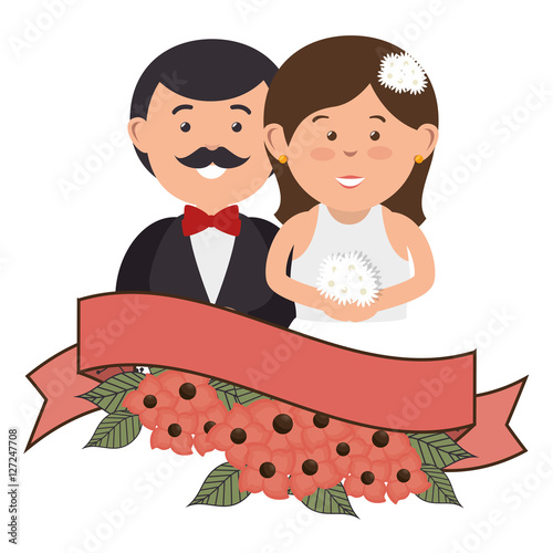 couple just married character vector illustration design