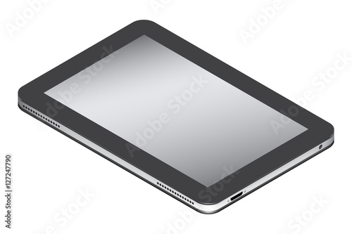 Realistic tablet in isometry isolated on a white background.