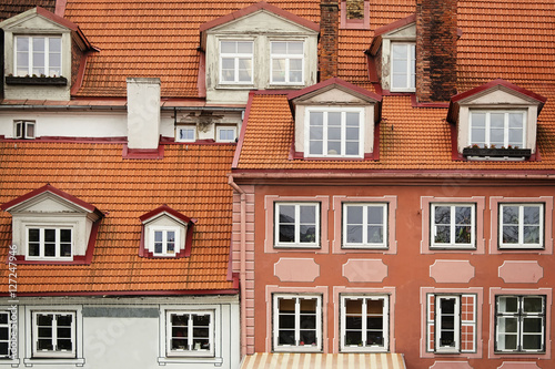 Houses walls with windows in Riga