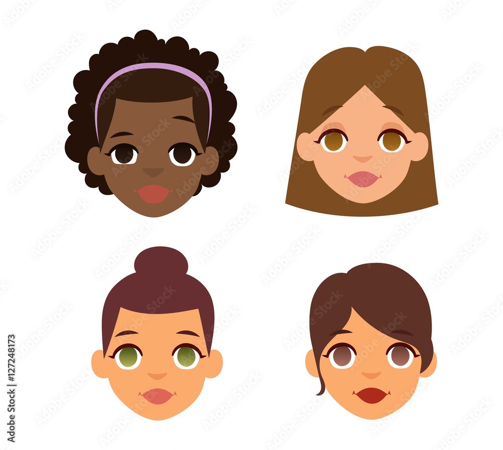 Woman emoji face vector icons. Woman emoji face vector icons.