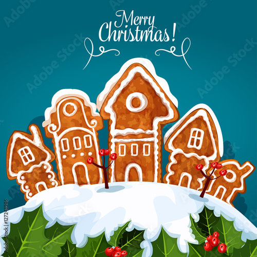 Merry Christmas gingerbread house poster