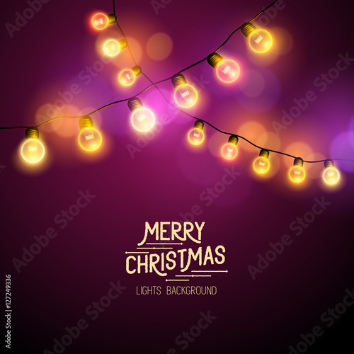 Christmas Fairy Lights - Seasonal decorations with colourful lights. Vector illustration.