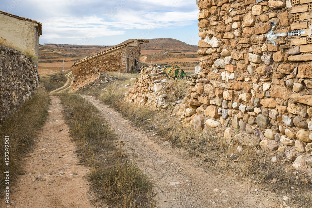 a country road in Vivel del rio Martin village, Teruel Province, Aragon, Spain