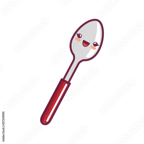 spoon cutlery tool kawaii style isolated icon vector illustration design
