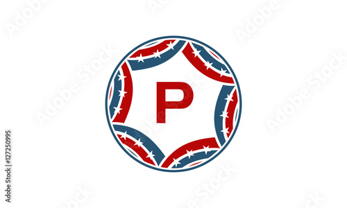 Ribbon Circle Star Initial P