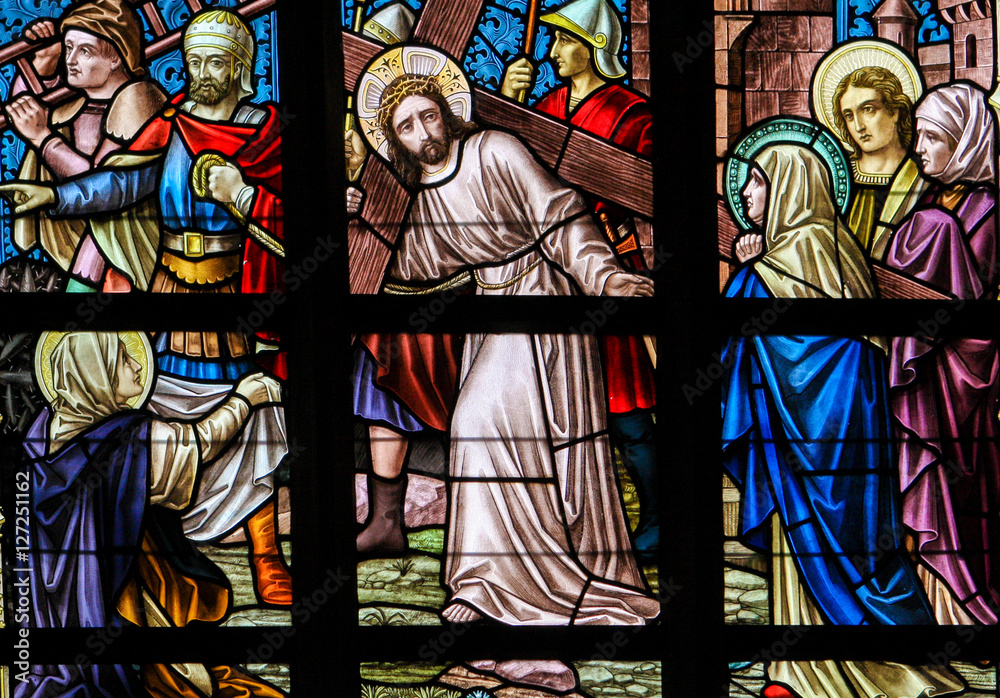 Fototapeta premium Stained Glass - Jesus on the Via Dolorosa