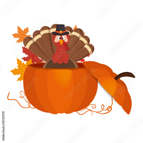 Thanksgiving turkey character icon vector illustration design