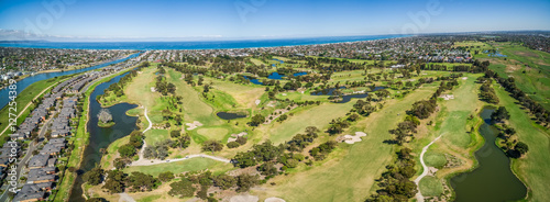 Aerial panorama of Patterson River Golf Club on a bright sunny day. Melbourne, Australia. photo