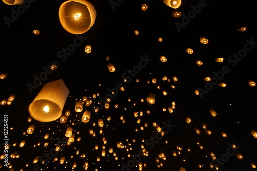 Quadro su tela Sky lantern festival(yee peng lanna)in Chaing Mai, Thailand
