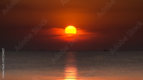 Fototapeta Naklejka Na Ścianę i Meble -  Landscape with sunset at the seashore and beautiful sky, Bangpha, Thailand