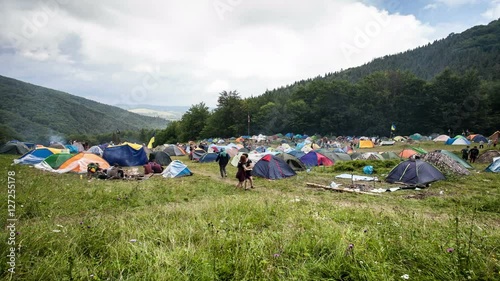 time lapse tent camp in the mountains