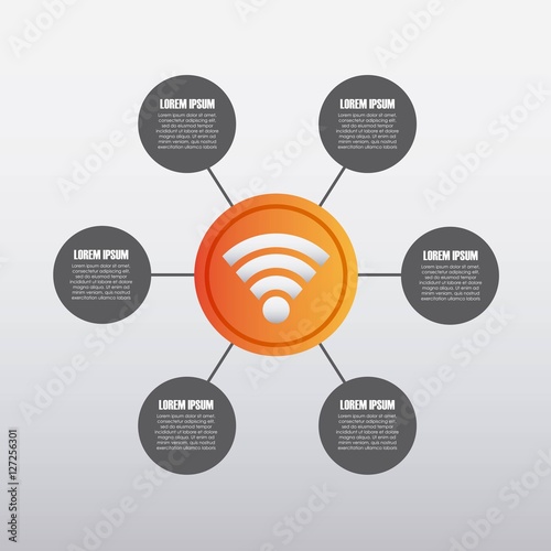 infographic presentation template with wireless icon. colorful design. vector illustration