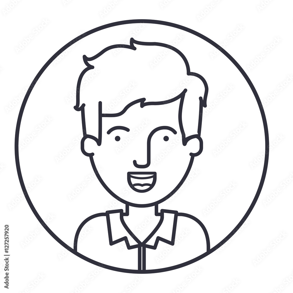Man cartoon inside circle icon. Male avatar person human and people theme. Isolated design. Vector illustration
