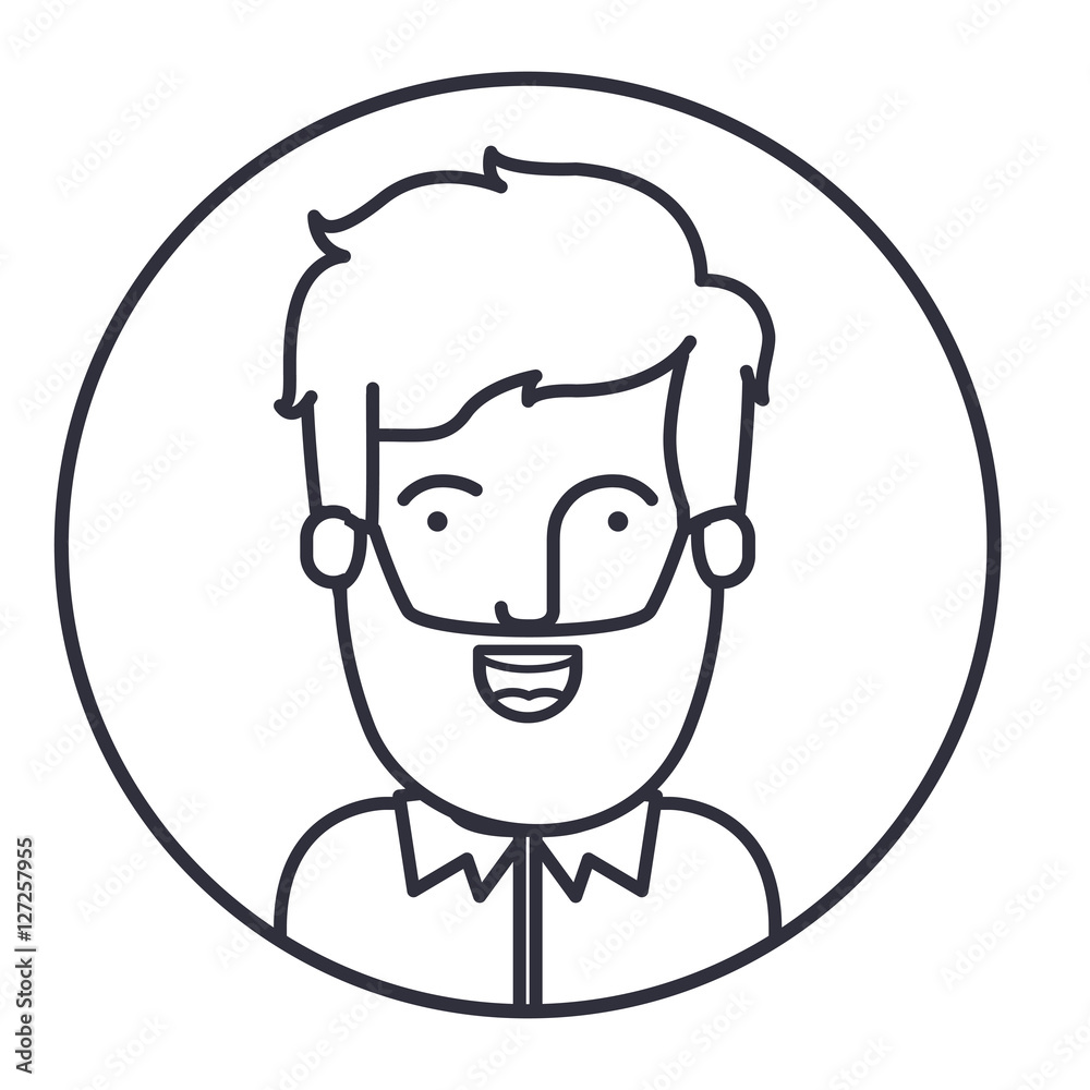 Man cartoon inside circle icon. Male avatar person human and people theme. Isolated design. Vector illustration Man cartoon inside circle icon. Male avatar person human and people theme. Isolated design. Vector illustration