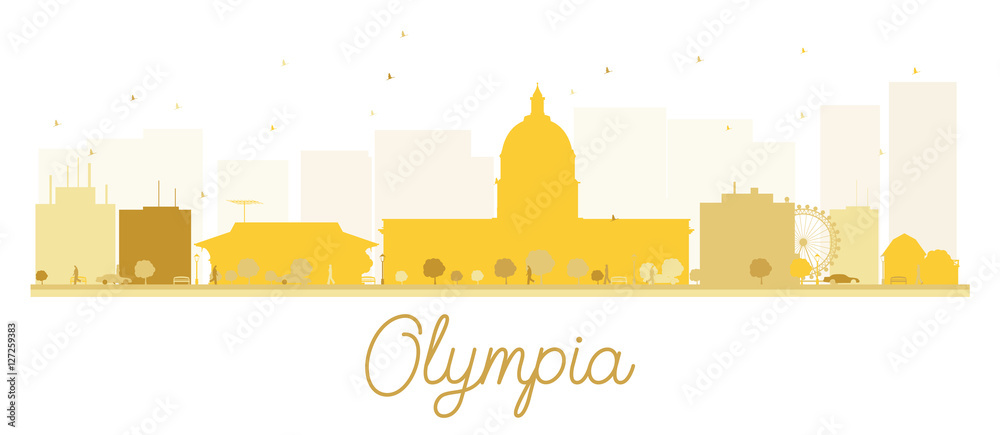 Naklejka premium Olympia City skyline golden silhouette.