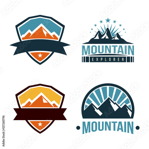 High Mountain with Shield and Sunburst Logo Collection