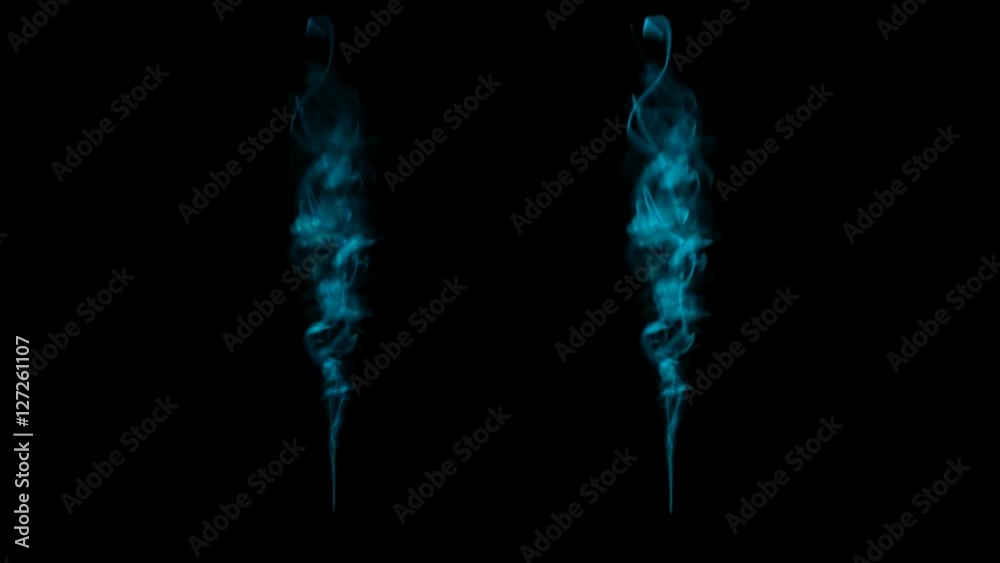 High-detailed cyan blue smoke rising with alpha. Smoke streaks over black background. smoke simulation effect for VFX. Object for VFX high defination 1080p. High-detailed cyan blue smoke rising with alpha. Smoke streaks over black background. smoke simulation effect for VFX. Object for VFX high defination 1080p.