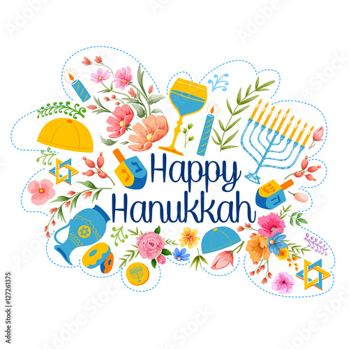 Happy Hanukkah  Jewish holiday background
