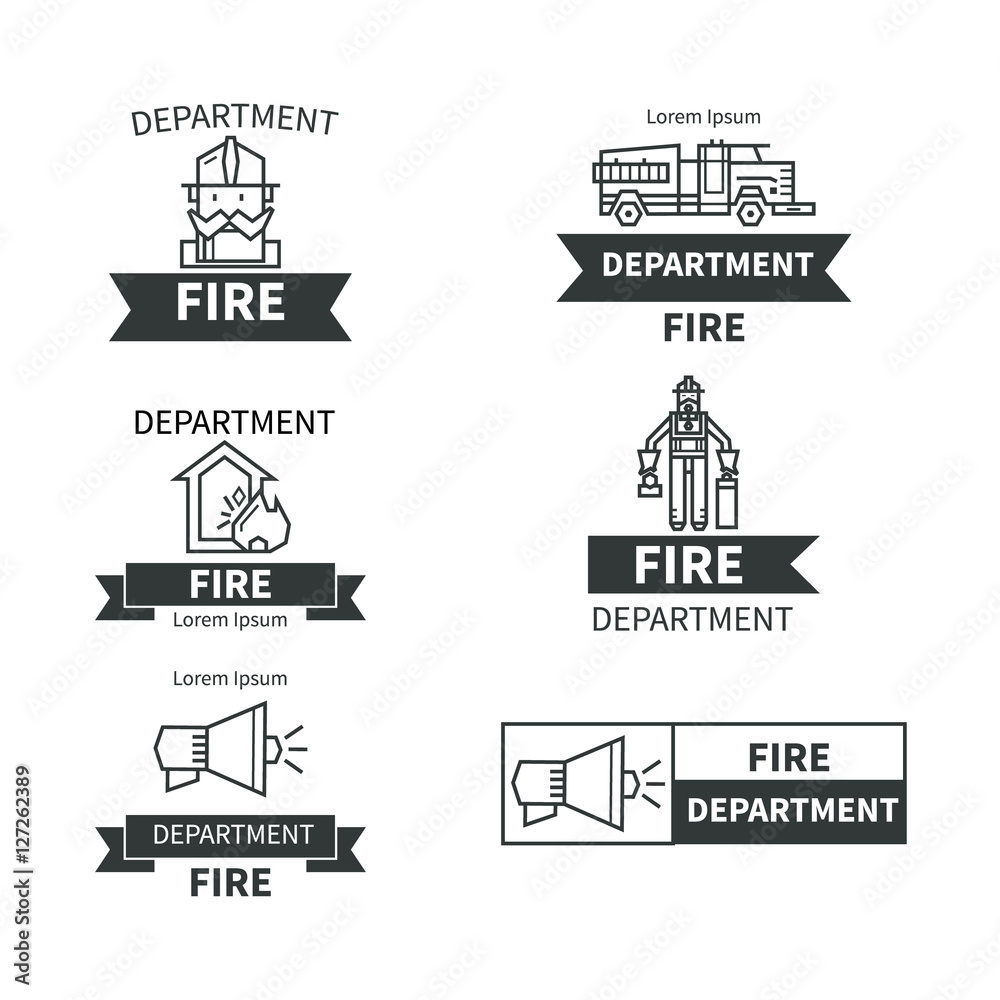 Set of labels fire safety.