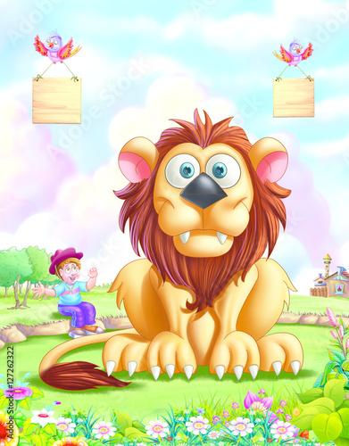 Lion with boy