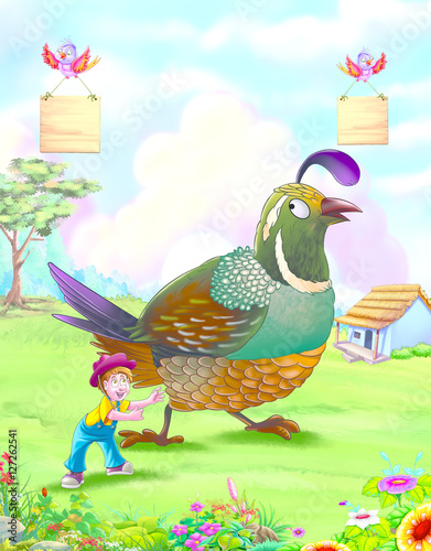 Quail with boy
