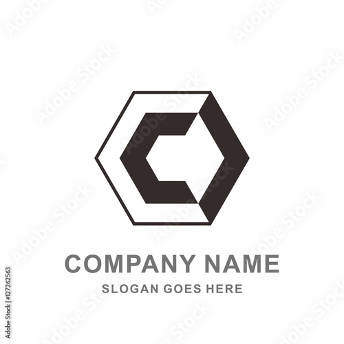 Monogram Letter C Geometric Hexagon Negative Space Arrow Business Company Stock Vector Logo Design Template 