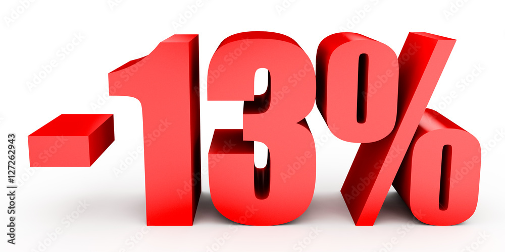 Discount 13 percent off. 3D illustration on white background. Discount 13 percent off. 3D illustration on white background.