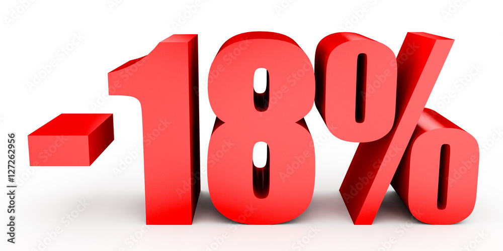 Discount 18 percent off. 3D illustration on white background. Discount 18 percent off. 3D illustration on white background.