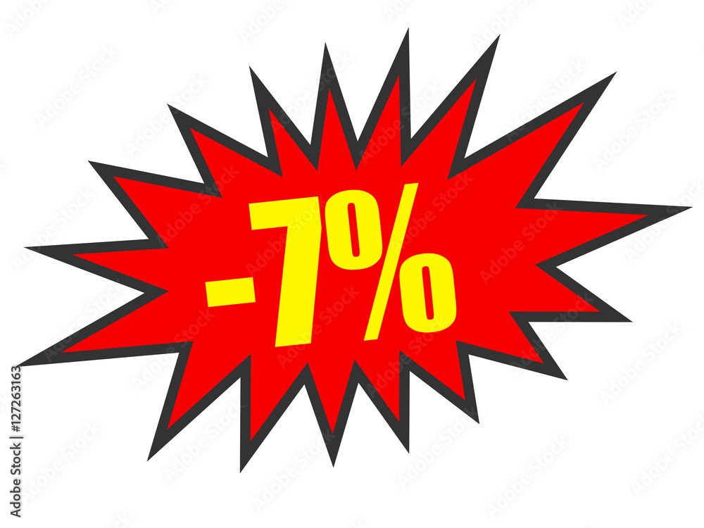 Discount 7 percent off. 3D illustration on white background. Discount 7 percent off. 3D illustration on white background.