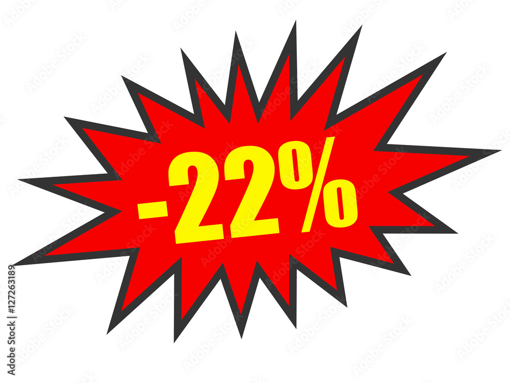 Discount 22 percent off. 3D illustration on white background. Discount 22 percent off. 3D illustration on white background.