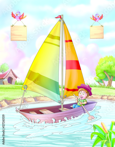 Yacht with boy