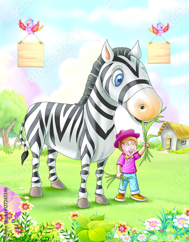 Zebra with boy