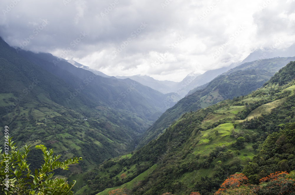 paisaje colombiano montaña verde bosque cielo nublado  landscape mountain green forest cloudy sky
