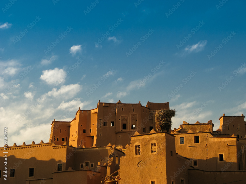 Naklejka premium View to Ouarzazate old city aka kasbah and Crane nest, Morocco