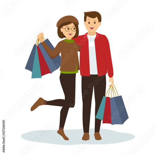 Young couple shopping for Chirstmas