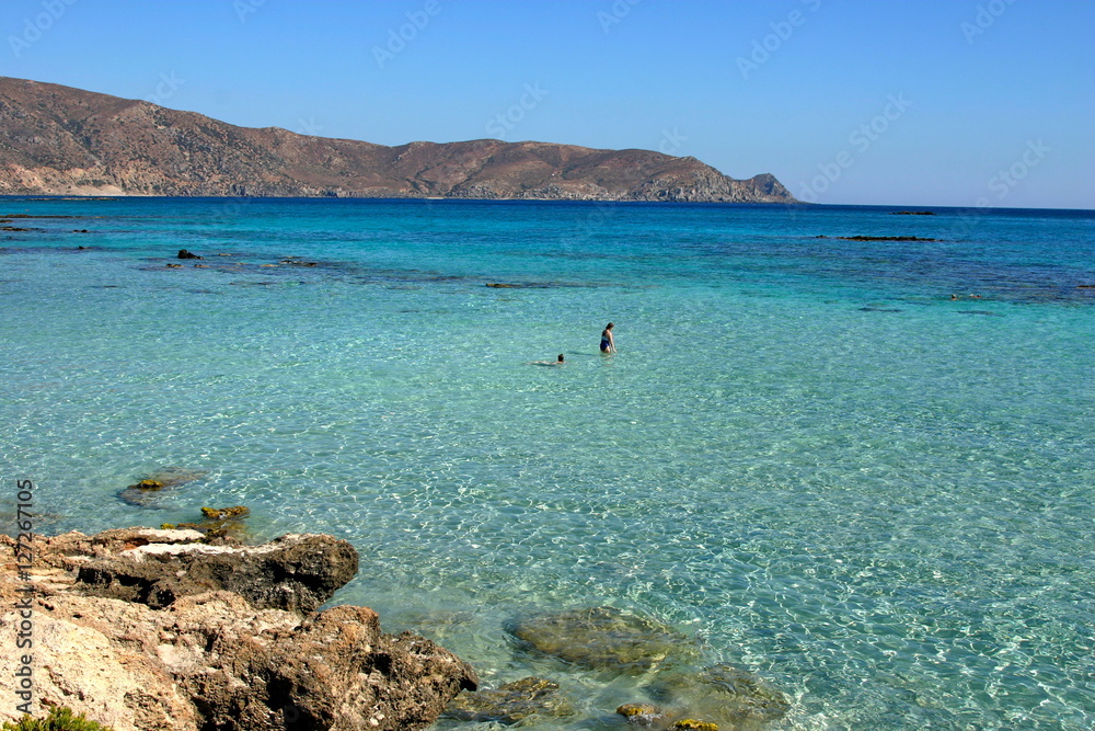 clear blue sea of Elafonissi beach nature reserve Crete