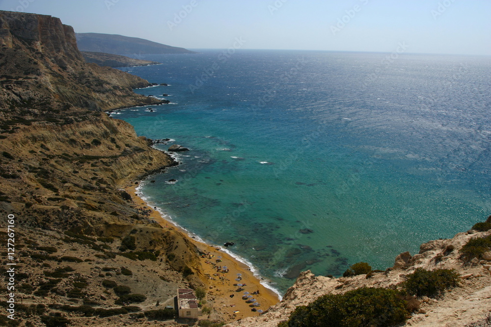red beach near matala bay on the island Crete