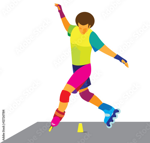 the young man is a professional in rollerblading