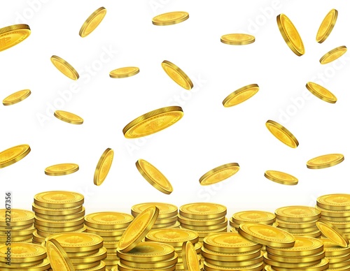 Golden coins falling