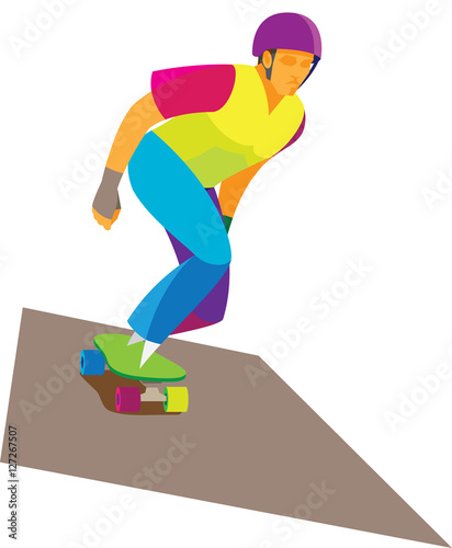 A professional skateboarder on the track competitions