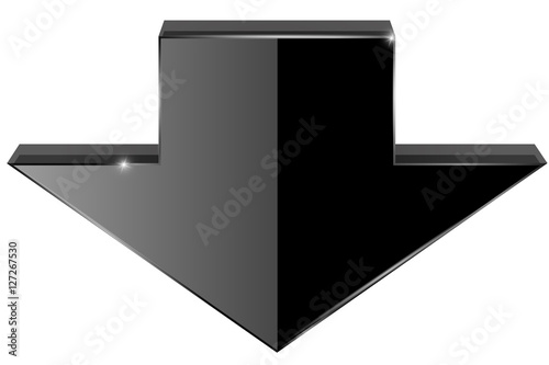 Black arrow DOWN. Shiny web icon