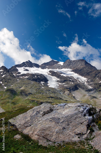 Bernina Alps with the glacier, pass of Bernina, Engadine, Switzerland