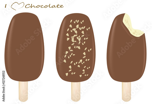 Vector - ice cream chocolate set on isolated background