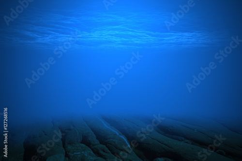 Deep blue sea or ocean underwater background.