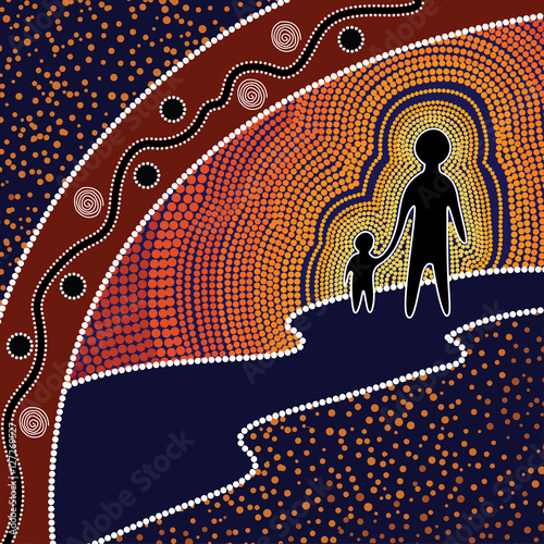 Aboriginal art vector painting.