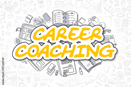 Career Coaching - Cartoon Yellow Text. Business Concept.