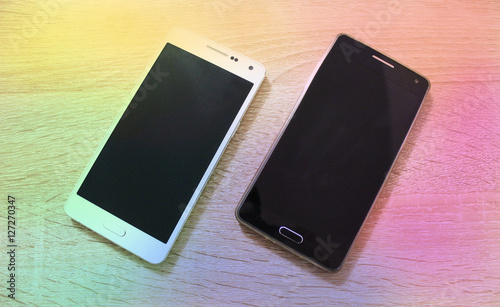 the phone on the table